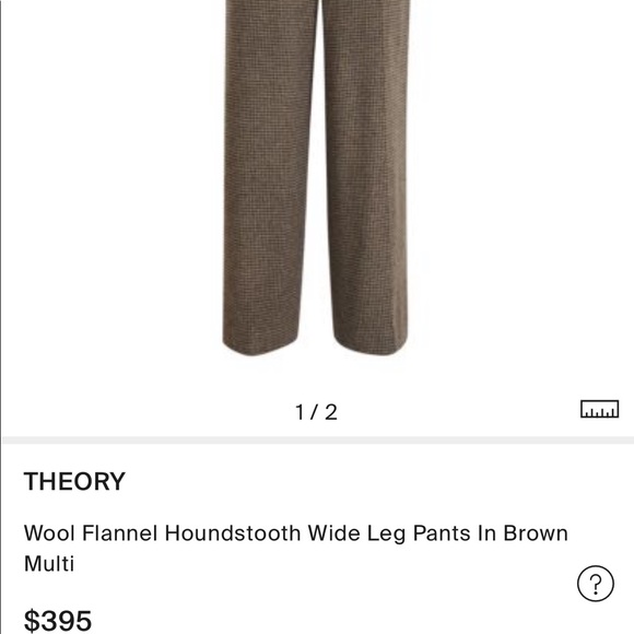 ❌SOLD❌Theory wide pant brown multi hounds flannel NWT $395 size 0 designer - Picture 4 of 9